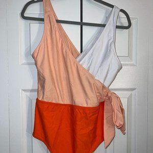 CUPSHE Women's One Piece Swimsuit Wrap Color Block Tie Side Bathing Suit